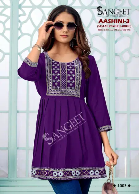 Aashini 3 By Sangeet Rayon Embroidery Ladies Top Exporters In India